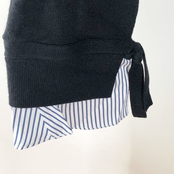 Loft Large Dress Knit Black Crew Neck NEW! Soft With Flip Cuff Detail - Picture 2 of 7